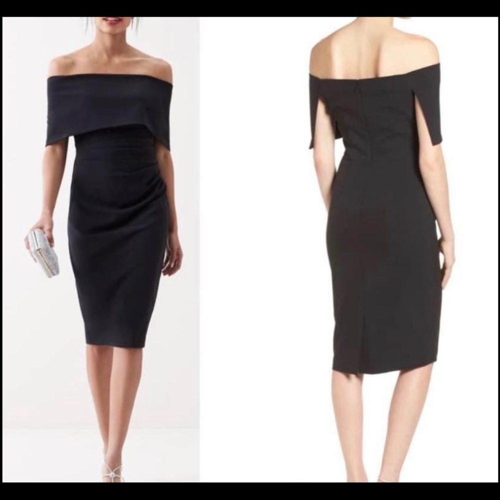 Vince Camuto black pop over shoulder dress size 2